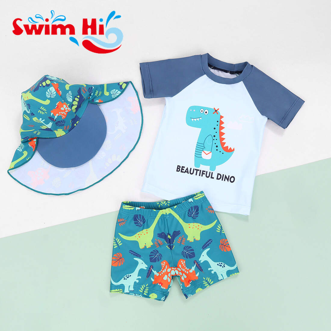 Top Quality Children 3 Piece Swim Set Boys Girls Wet Suit Sun Block Short Sleeve Kids Diving Suit Split Spring Bathing Swimsuit