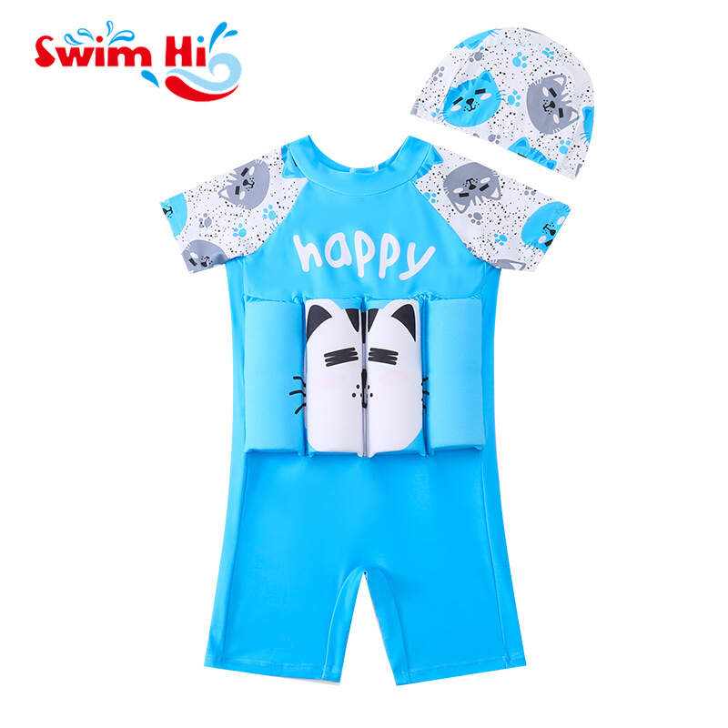 Boys Buoyancy Swimsuit Short Sleeve One-piece Swimming Practice Swimwear For Toddlers Boys