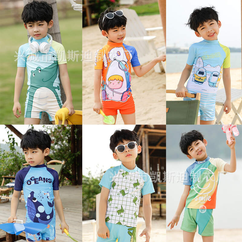 Custom Ins Hot Selling Children Swim Wear Boys 3 Piece Bathing Suits Swimming Wear Kids Beach Surfing Swimsuit With Zipper