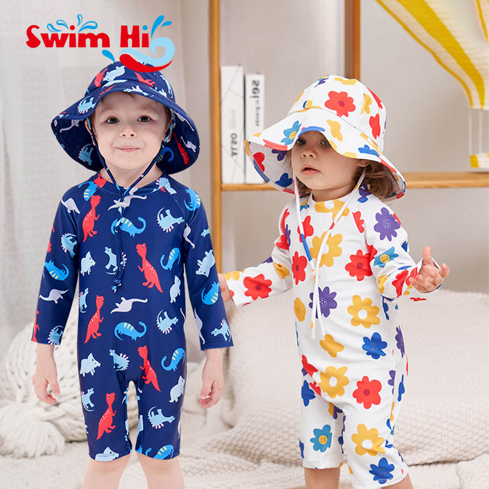 2025 New Swimsuit Children's Swimsuit Sun Protection One-piece Dinosaur Baby Toddler Quick-drying Surfing Suit Swimwear