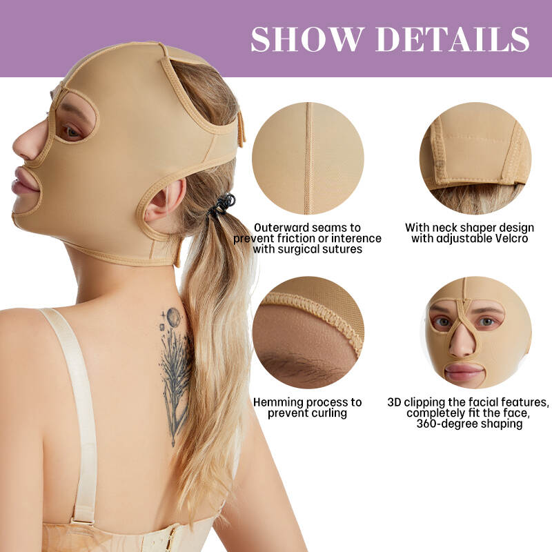 facial compression masks, post-liposuction, adjustable Velcro, OEM clinics