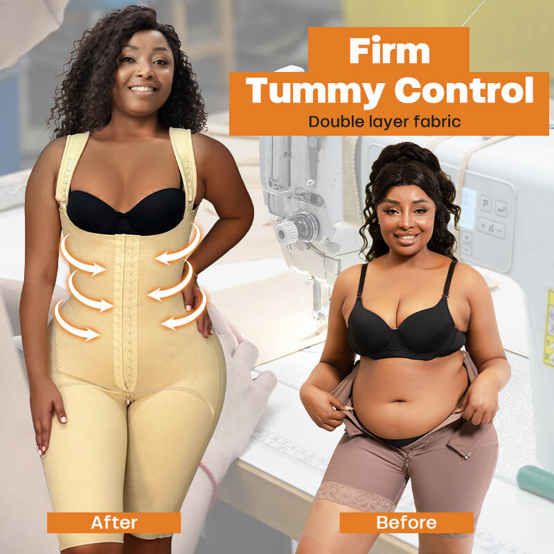post surgery bodysuit, BBL recovery garment, adjustable compression wear,  crotch zipper shapewear, non flattening butt shapewear, front hook bodysuit