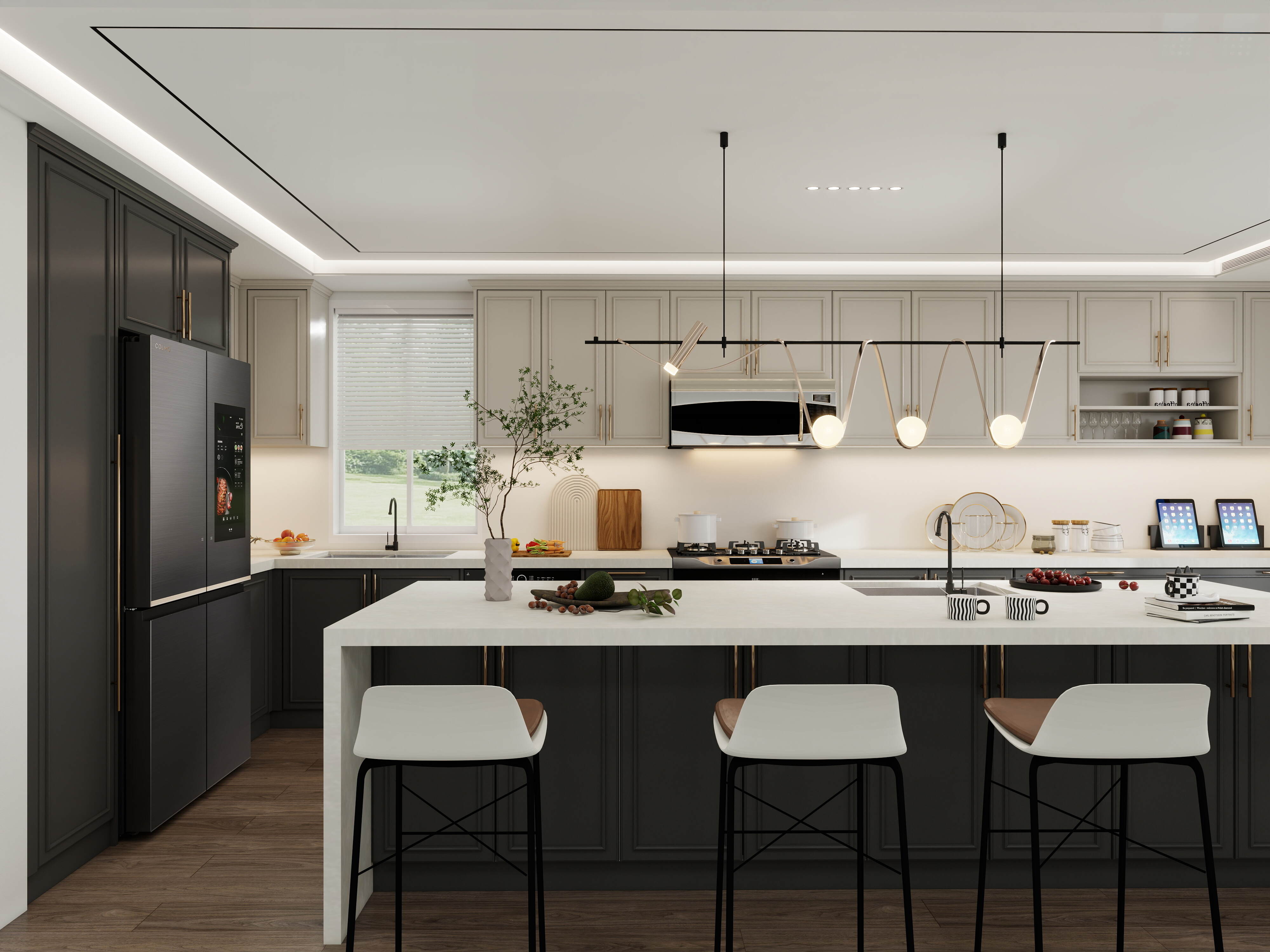 L Shape Matt Lacquer Shaker Style Kitchen Cabinet with Island