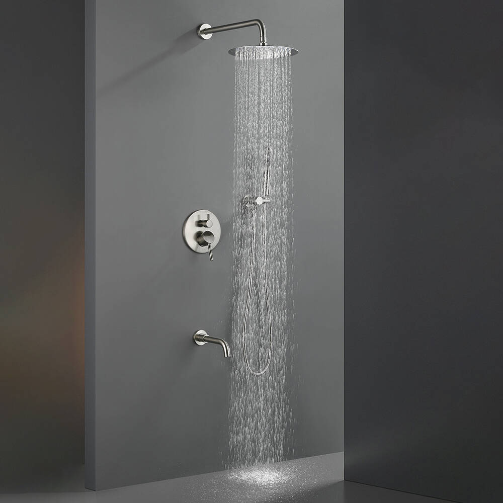 Modern Brushed Gold Bathroom Wall Mounted Concealed Shower System Set ...
