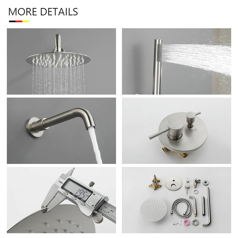 Modern Brushed Gold Bathroom Wall Mounted Concealed Shower System Set ...
