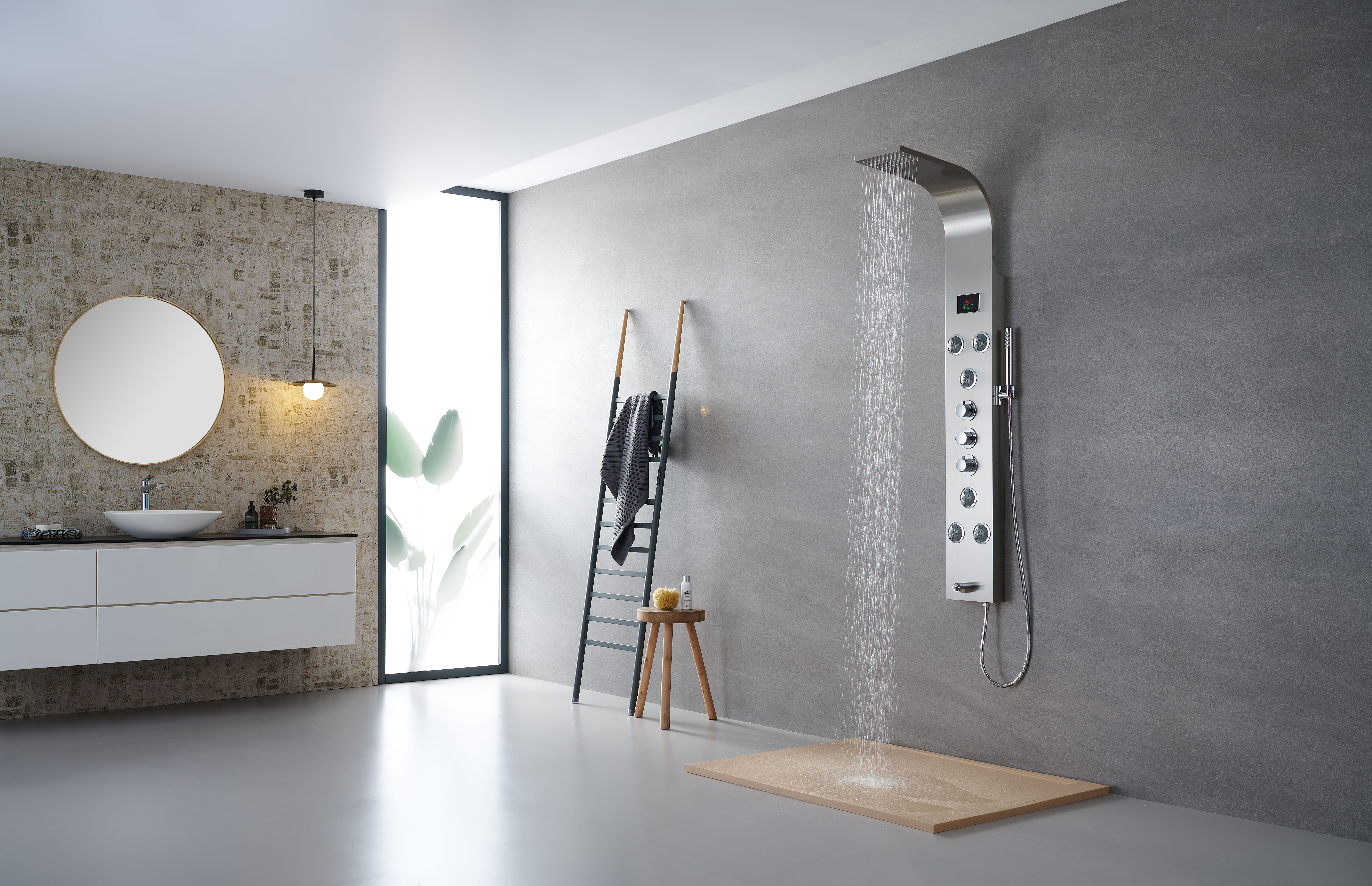 Led Shower Panel Led System Contemporary Waterfall Shower Panel Column Wall Mounted LED Light ...