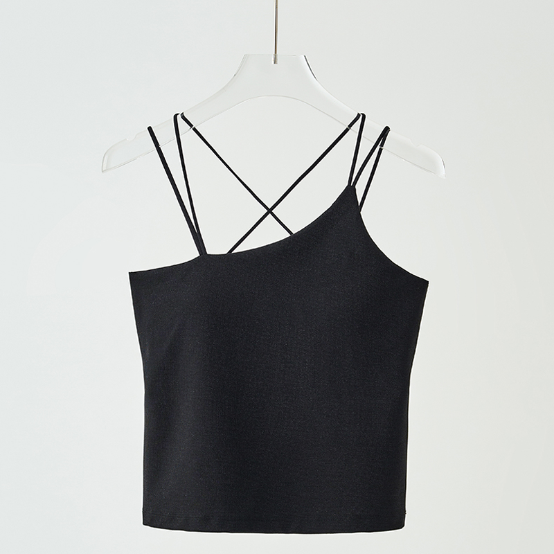 Luxury Asymmetrical Strappy Back Vest with Built-In Cups