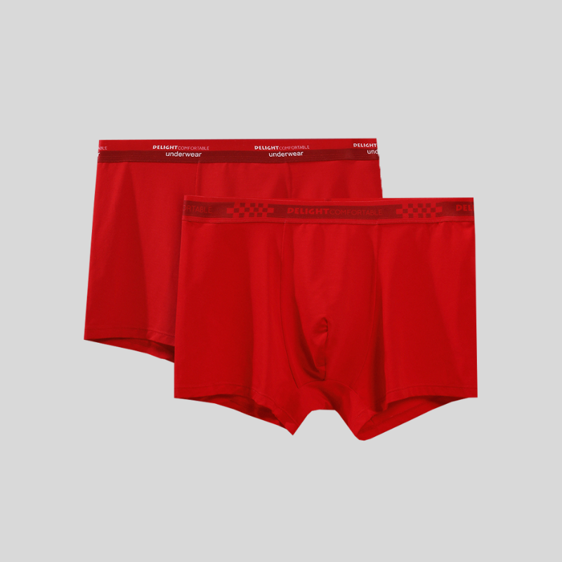 Men's 60S Modal Red Boxer Briefs - Lucky Color with Ultra-Soft & Breathable Comfort
