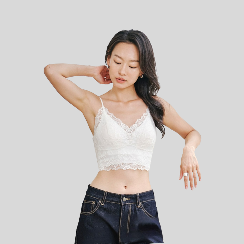 Japanese Precision-Crafted Lace Bralette - 3D Floral Micro-Dot Technology & Bunny-Ear Memory Foam Cups