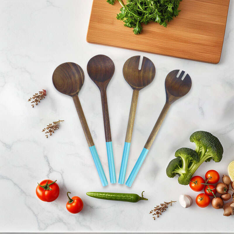 Custom logo 4-Piece Wood Kitchen Utensils Set