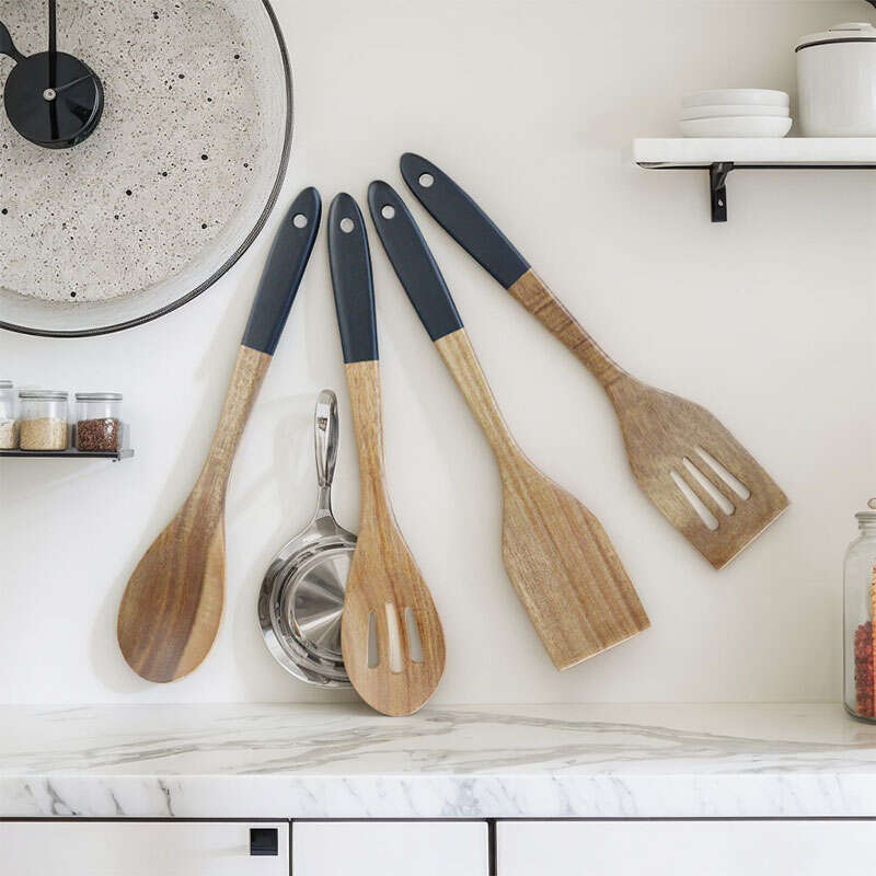 4-Piece Acacia Teak Wood Kitchen Utensils Set