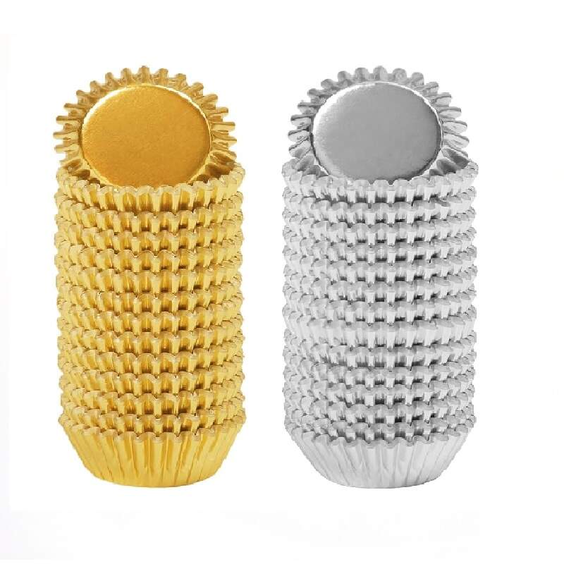 Mini Foil Metallic Cupcake Liners Muffin Paper Cases Baking Cups