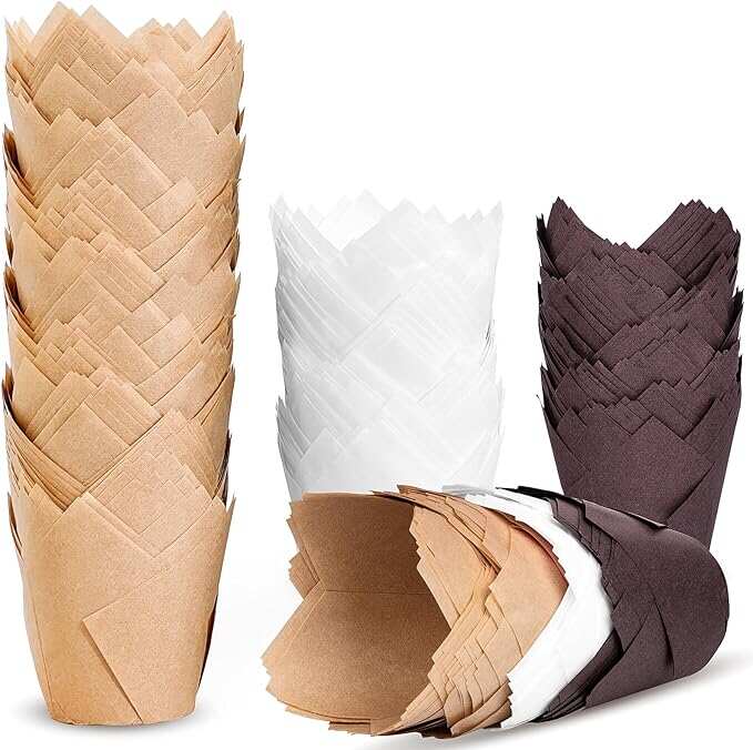 Tulip Cupcake Liners, for Baking Cups, Greaseproof Cupcake Wrappers , Classic Parchment Paper Cupcakes Liner for Party