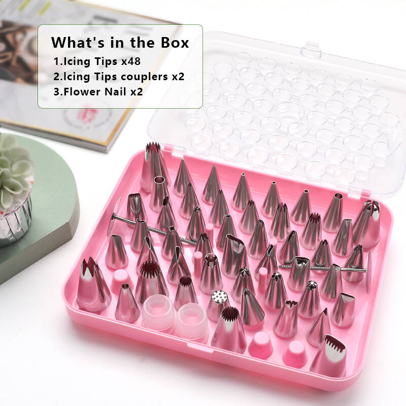 VANILLANI ヴァニラニ　MULTI PIPING TOPS Cake Decorating kit for Beginners-52 Numbered Icing Tips ,2 Flower