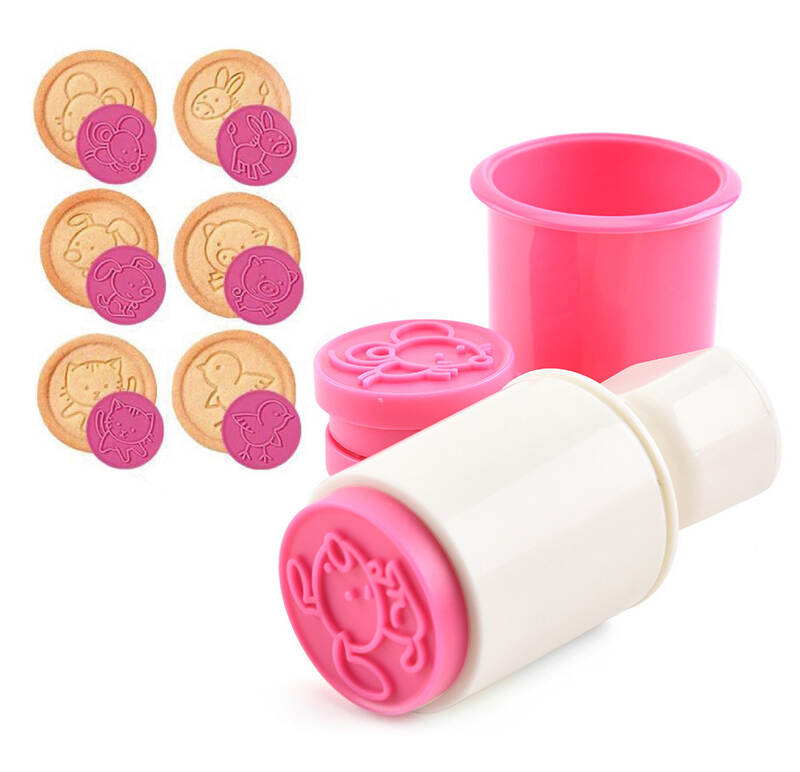 Silicone Cookie Stamps Set for Baking - animal Figure Cookie Stamps with Handle and 6 Silicone Stamps