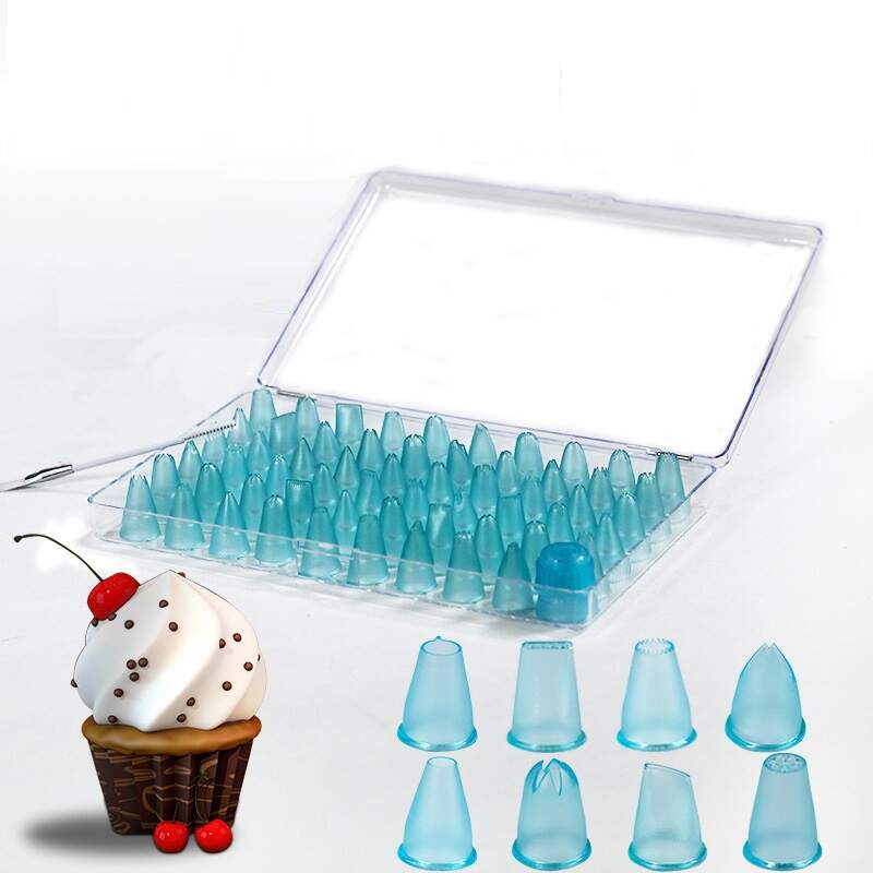61-Piece Plastic Piping Tips, Icing Tips, Cake Decorating Kit