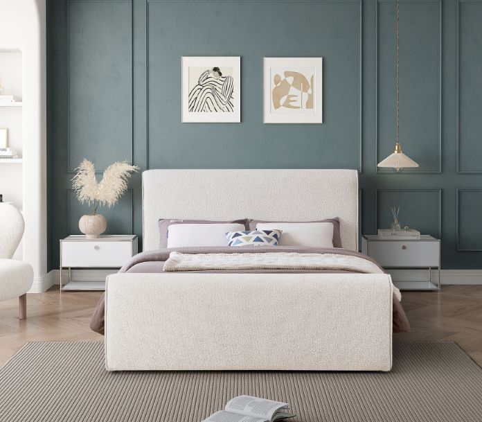 Cream King Size Upholstery Bed