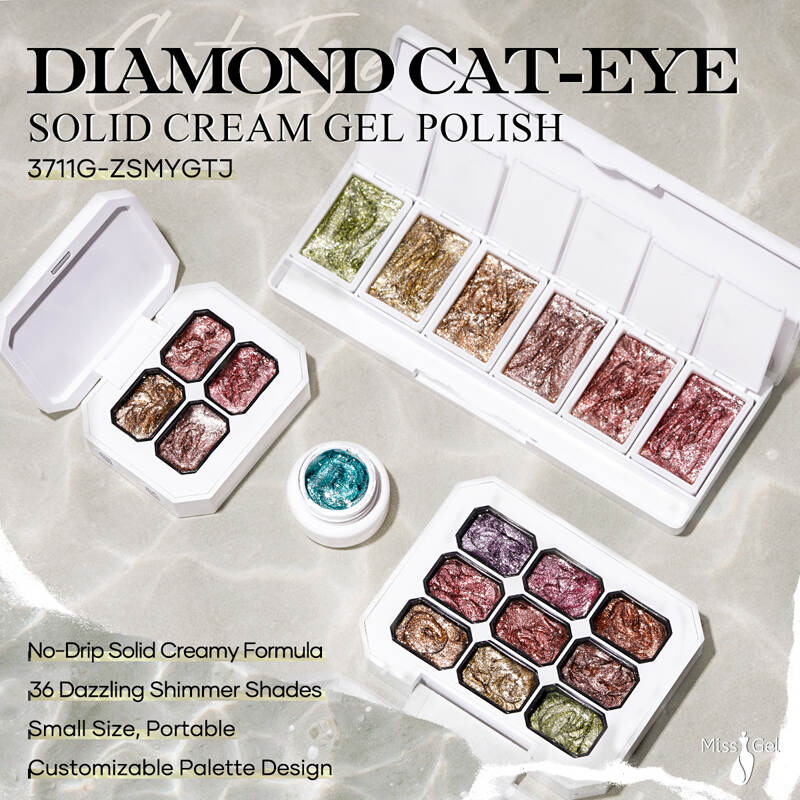 Vaste crème gel nagellak - Dimond Cat -Eye Effect