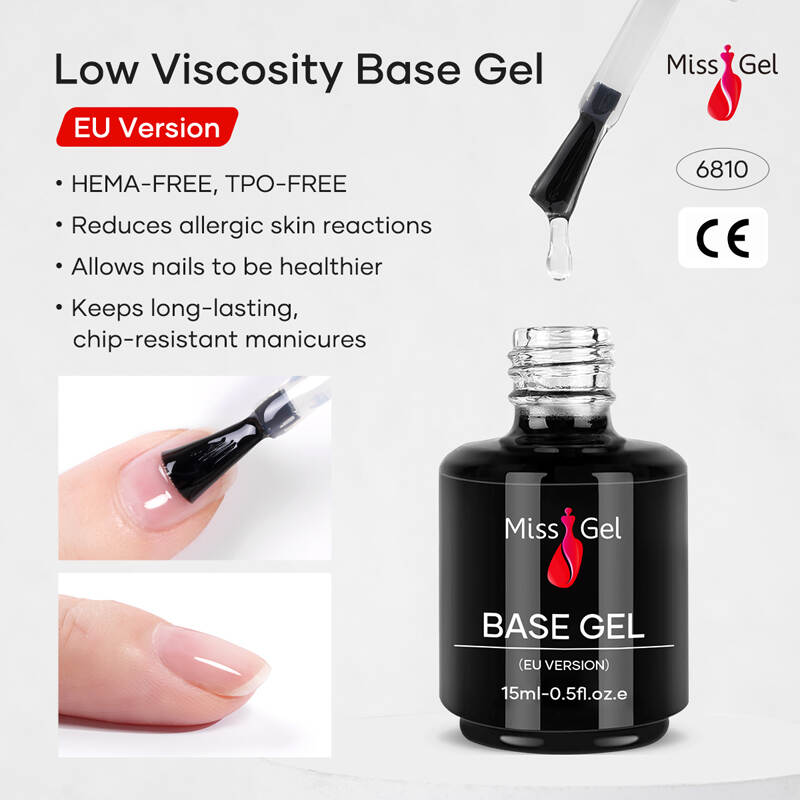 Gel de base sans HEMA, vernis gel en gros, gel de base de marque privée, fabricant de vernis gel, gel de base sans TPO, gel de base à faible viscosité, gel de base à haute viscosité, fournisseur de gel UV en vrac