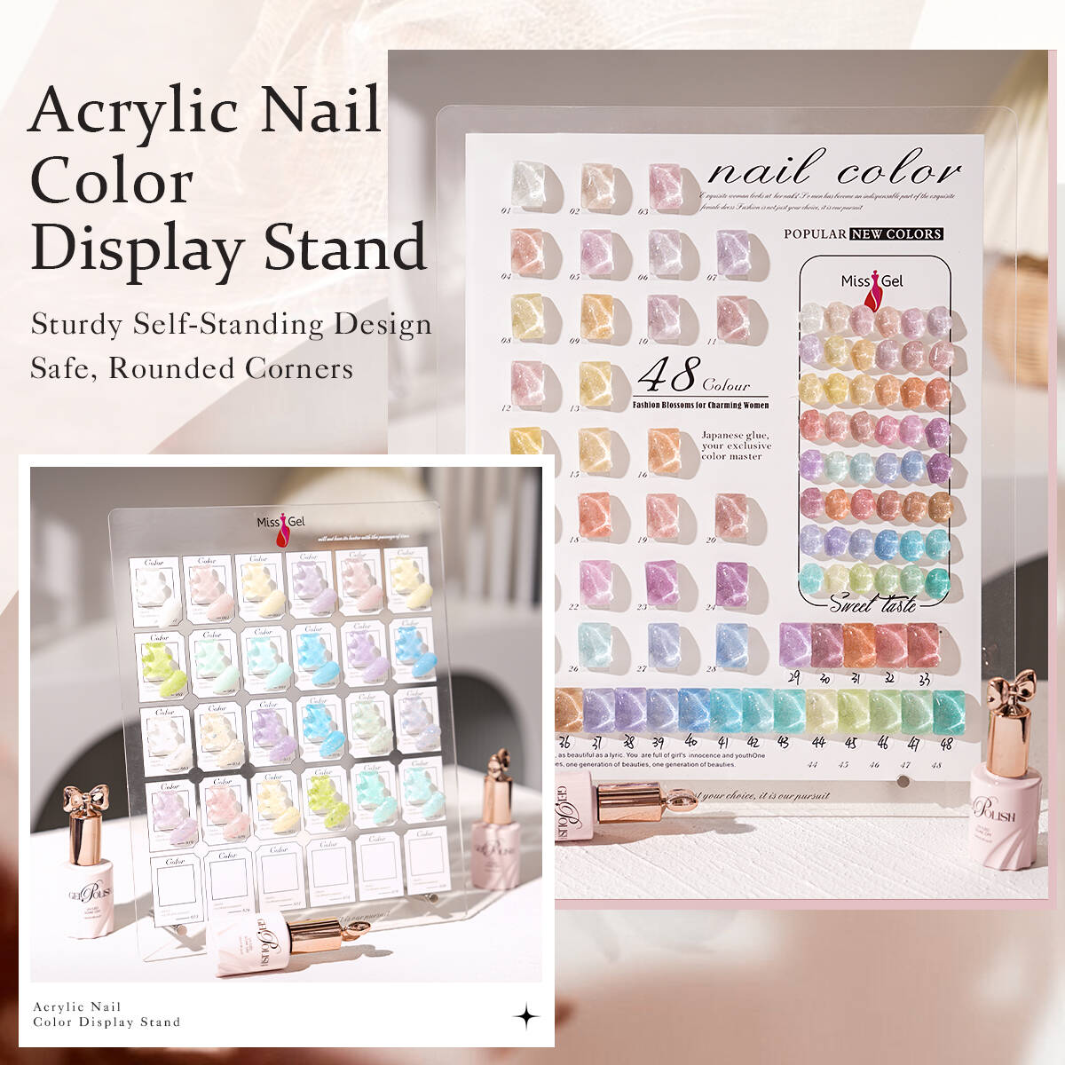 アクリルネイルカラーディスプレイスタンド |卸売ジェルポリッシュ見本 