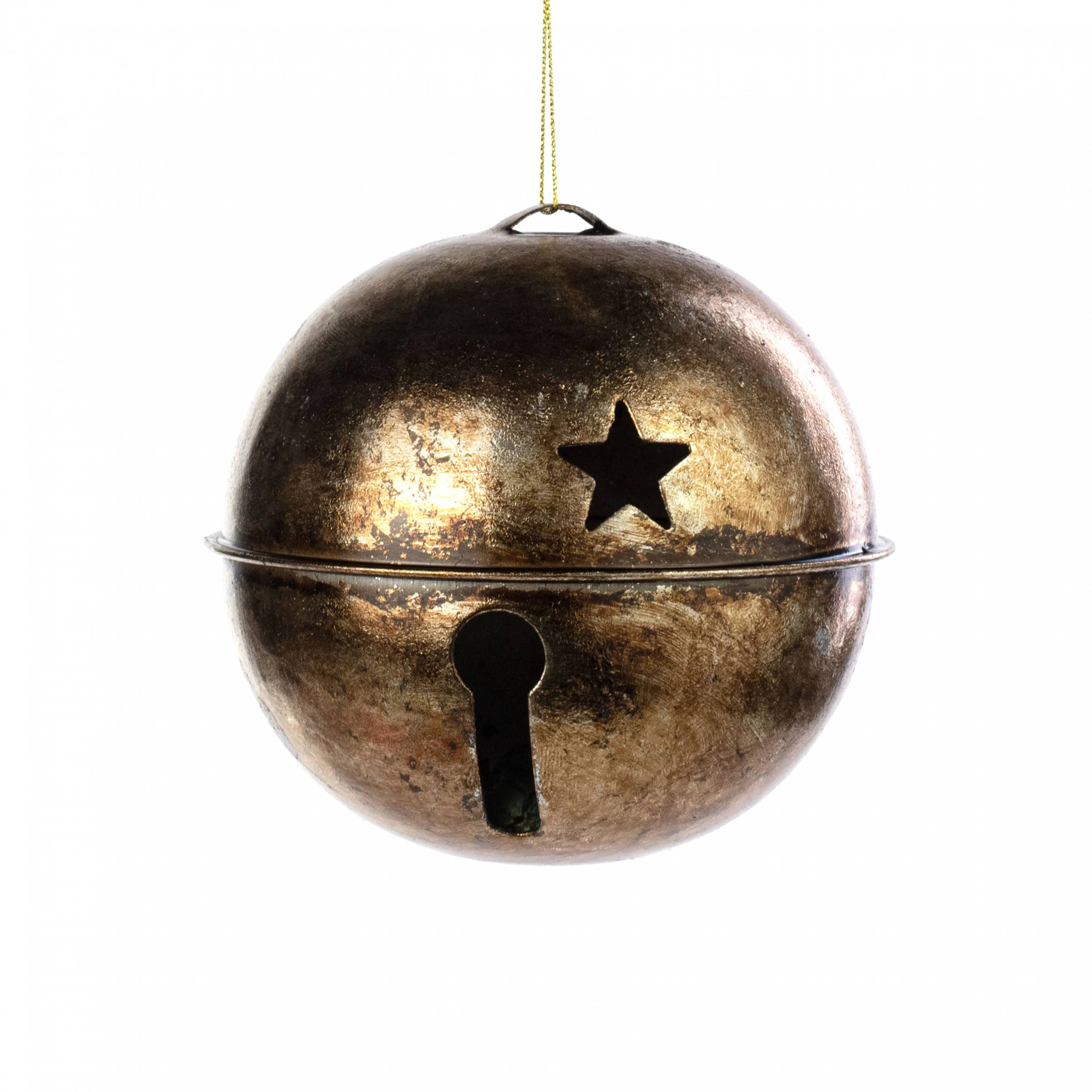Antique Gold Rustic Jingle Bell Ornament Christmas Decoration