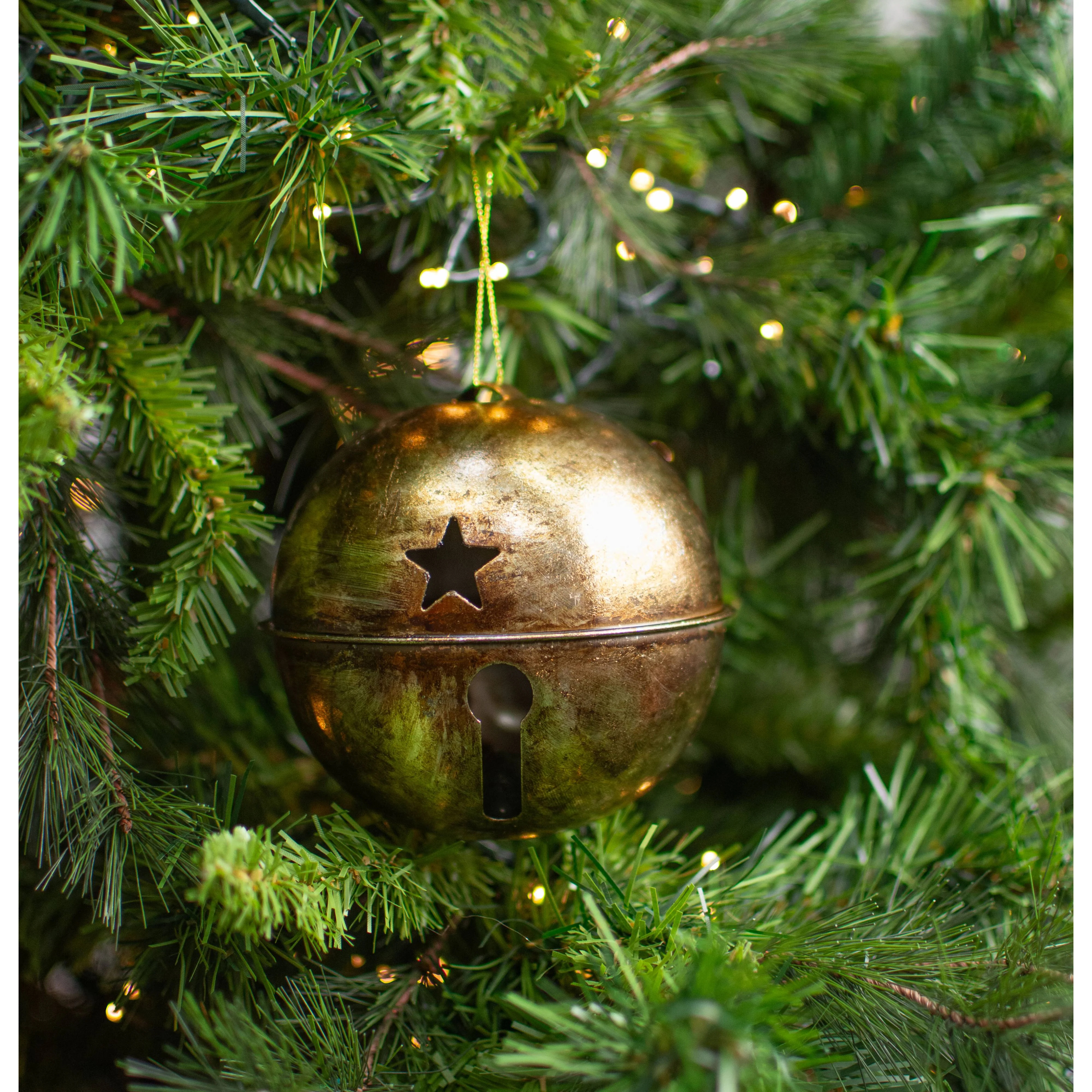 Antique Gold Rustic Jingle Bell Ornament Christmas Decoration