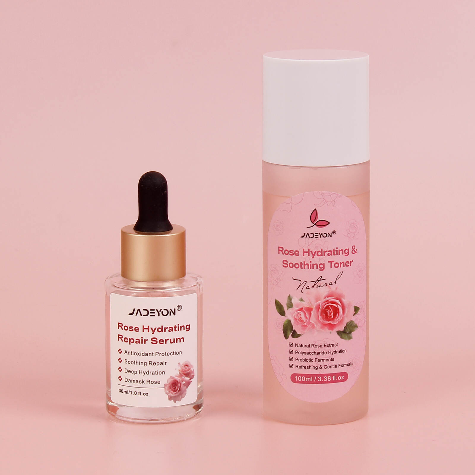 JADEYON Hyaluronic Acid Facial Serum Moisturizing Rose Toner Skincare Serum Set Whitening Anti Aging Face Serum