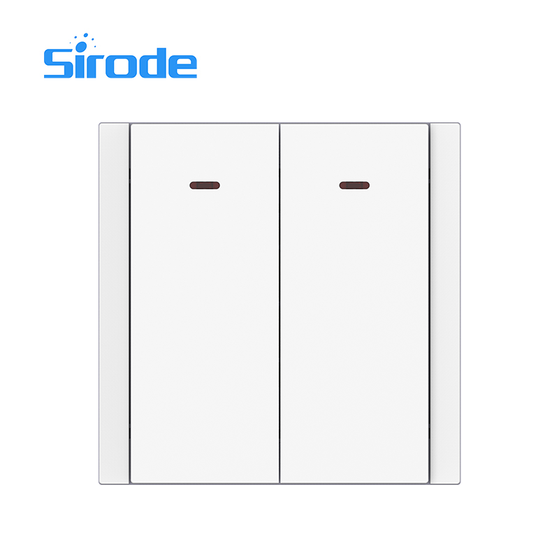 Europe Standard 86*86mm Large Plate Design 250V 2 Gang 1 Way Switch With Light Indicator Electrical Wall Light Switches For Home