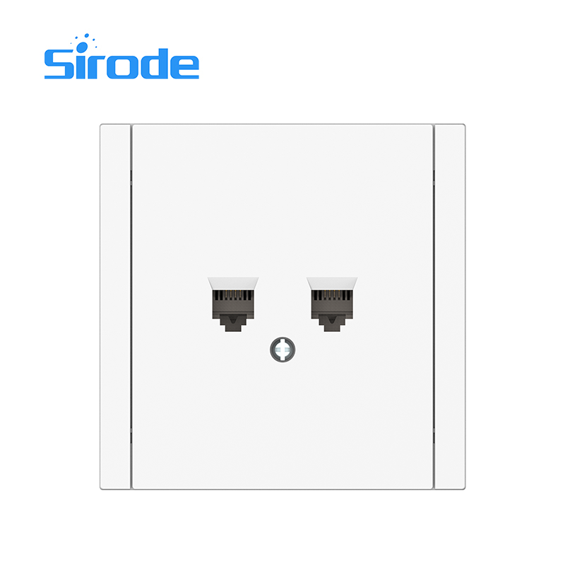 Europe Standard 86*86mm Modern White Large Plate Design 2 Gang Telephone Electrical Wall Socket For Home