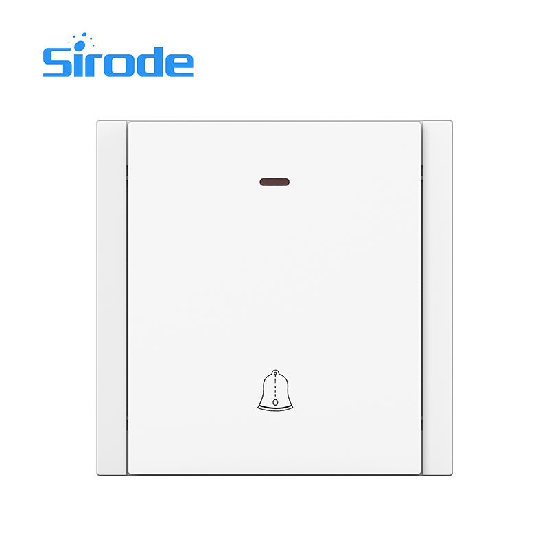 Europe Standard 86*86mm Large Plate Design 250V Doorbell Switch With Light Indicator Electrical Wall Switches For Home