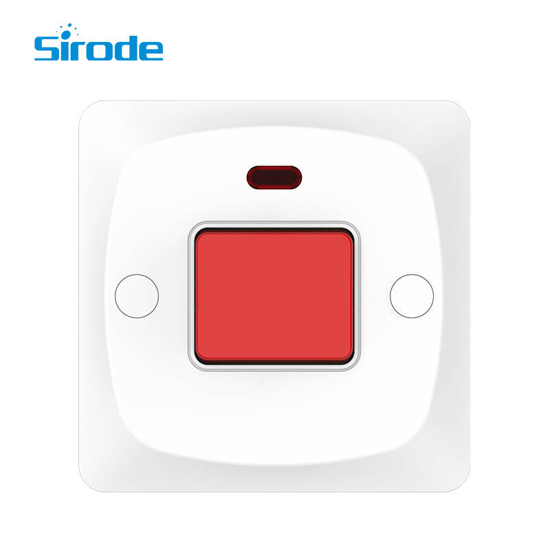 British Standard Modern PC Surface And Bakelite Back Base 45A Electrical Wall Switch With Neon For Home