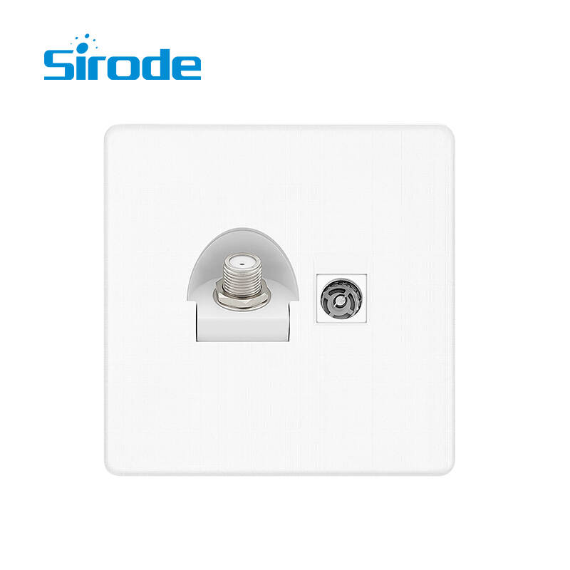 British Standard T9 Series 3D Checkered Brushed Artisitc Texture 1 Gang Satellite And TV Electrical Wall Socket For Home