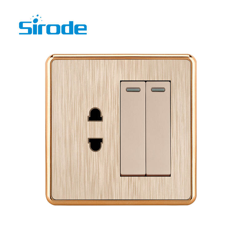 British Standard T3 Series Modern Luxury Design 2 gang 2 pin switched socket  Electrical Wall Light Switches For Home