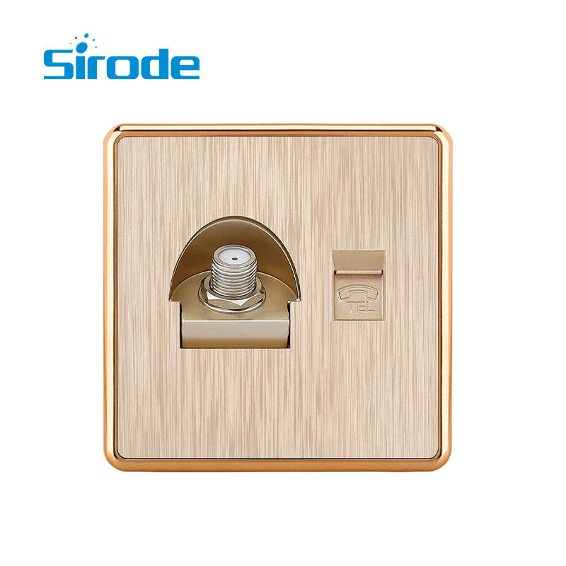 British Standard T3 Series Modern Luxury Design Satellite and Telephone  socket Electrical Wall Light Switches For Home