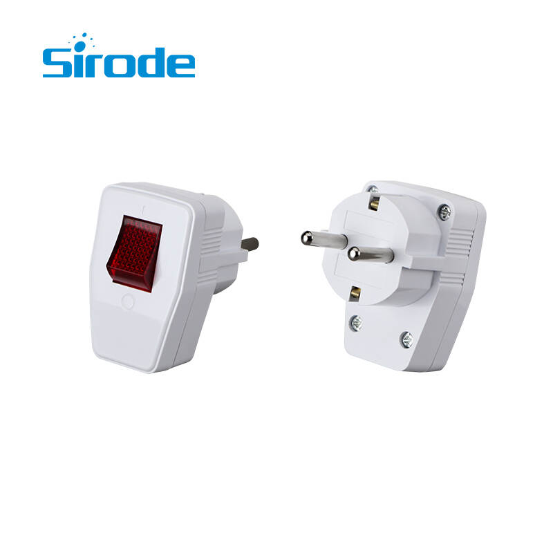 Sirode Google Most Popular High Quality EU Standard Grounded Plug with Switch for Home