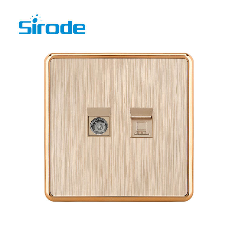 British Standard T3 Series Modern Luxury Design TV and Computer  socket Electrical Wall Light Switches For Home