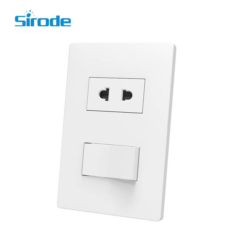Sirode A1 Series Factory Direct Selling High Quality New Style 1 gang 1 way switch and 2 pin universal socket (2 sides) For Home