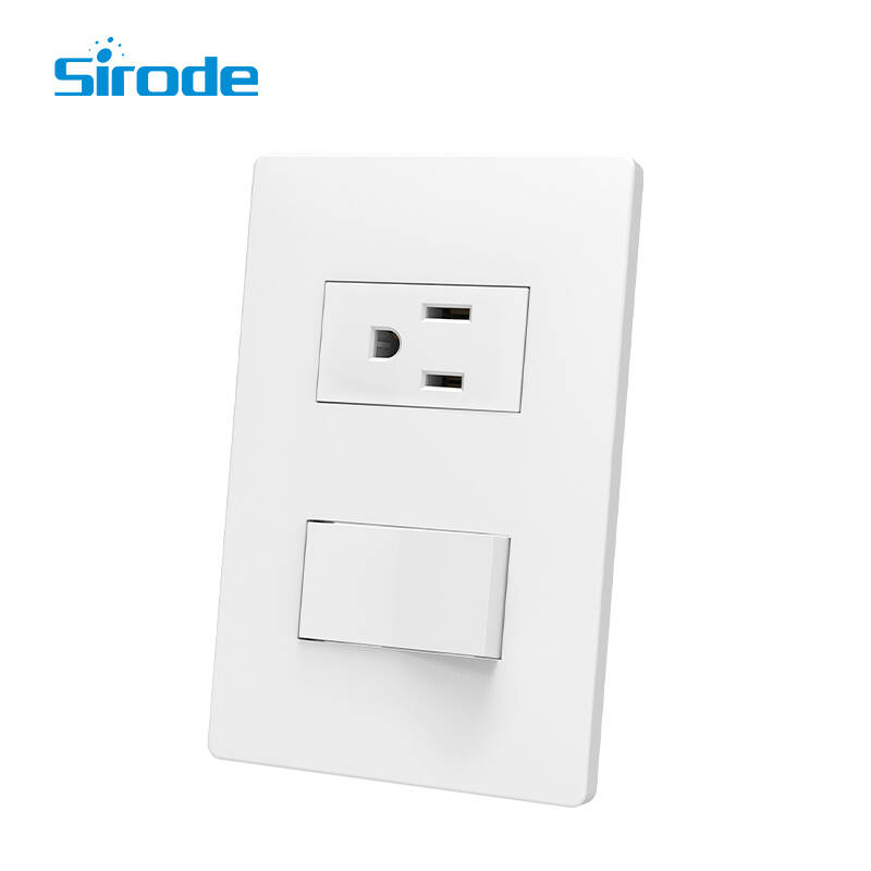Sirode A1 Series Factory Direct Selling High Quality New Style 1 gang 1 way switch and 1 gang American socket (2 sides) For Home