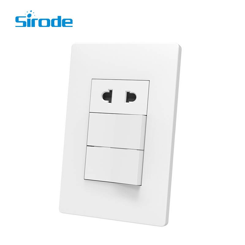 Sirode A1 Series Factory Direct Selling High Quality New Style  2 gang 1 way switch and 2 pin universal socket For Home