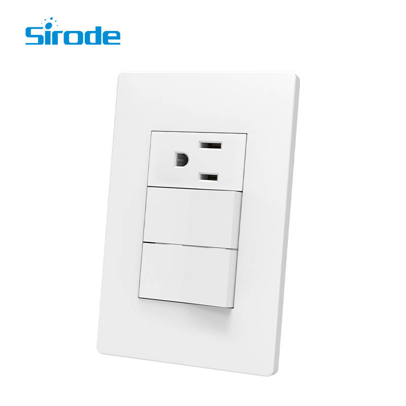 Sirode A1 Series Factory Direct Selling High Quality New Style 2 gang 1 way switch and American socket For Home