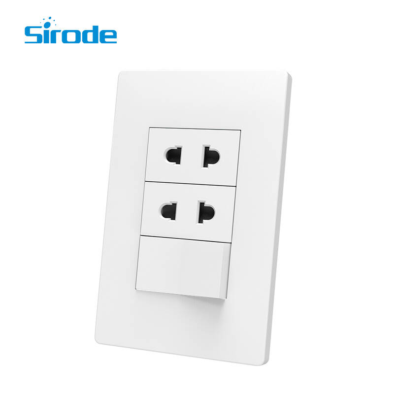 Sirode A1 Series Factory Direct Selling High Quality New Style 1 gang 1 way switch and 2 gang universal  socket For Home