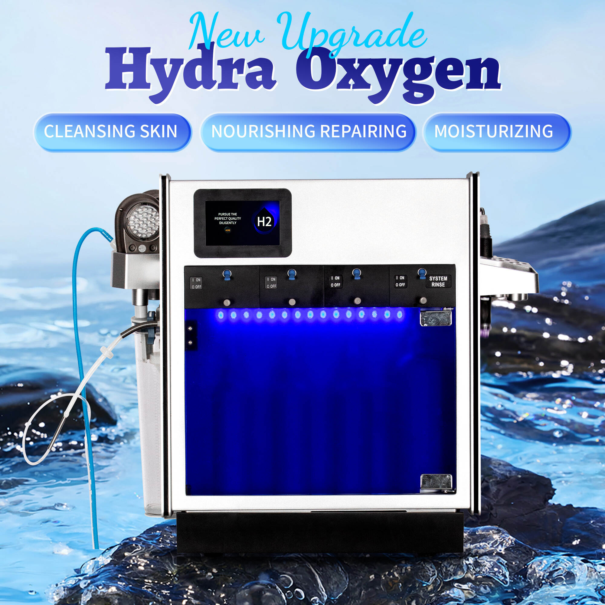 Happea Hydra -dermabrasio AquaSure H2 -kasvojen vesivahti Kuori Kasvo syväpuhdistus Mustapäinen poisto Kasvo Spa -vetykone /happea Jet Hydrodermabrasio Kasvokone Jet Peel Facial Machine MicrodermAbrasion Kone /Hydrafacials Kone /Hydrofacials /Hydra Jet Kasvokone /Oxygen -Kone