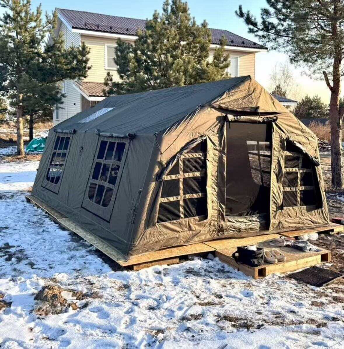 17.2㎡ Military Green Two-Room Inflatable Tent