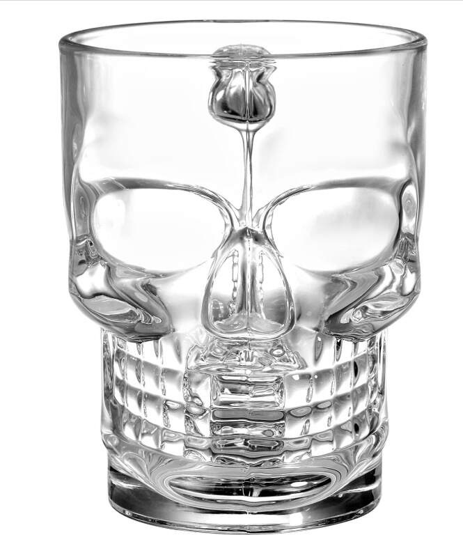 Large Skull Beer Mug Whiskey Wine Glass Halloween Glass Handle Beer Mug