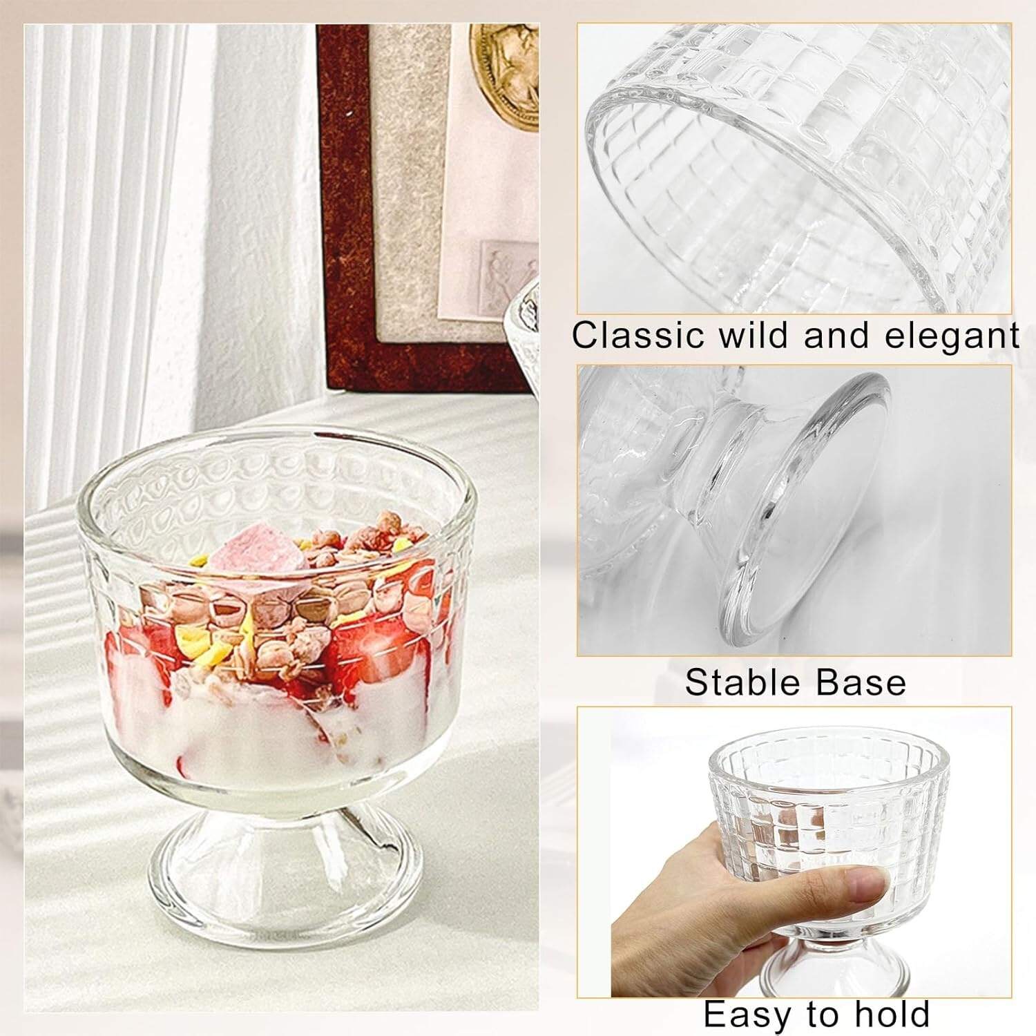 Creative glass cup transparent thick yogurt pudding dessert cup ice cream cup ice cream cup
