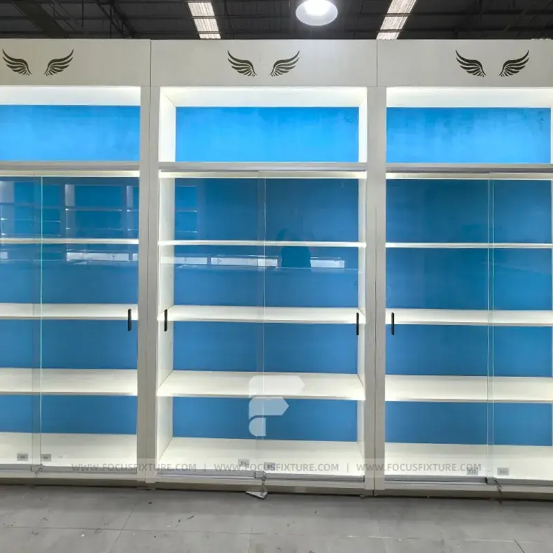 Blue Back Panel Display Cabinet
