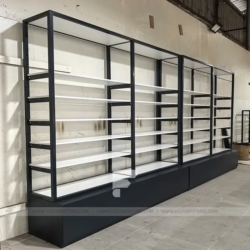 Display Rack Side Panel Black Frame Open Side Display Rack System