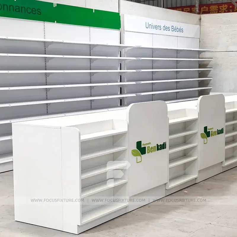 White Curved Backlit Wall Display Rack