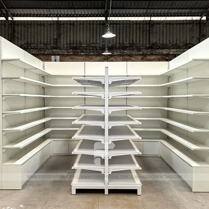 Display Rake White Wave Tiered Display Rack