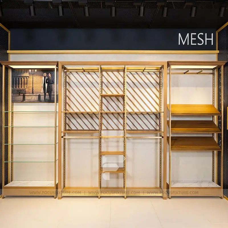 Retail Wall Racks Warm Wood Retail Wall Niche Display Rack
